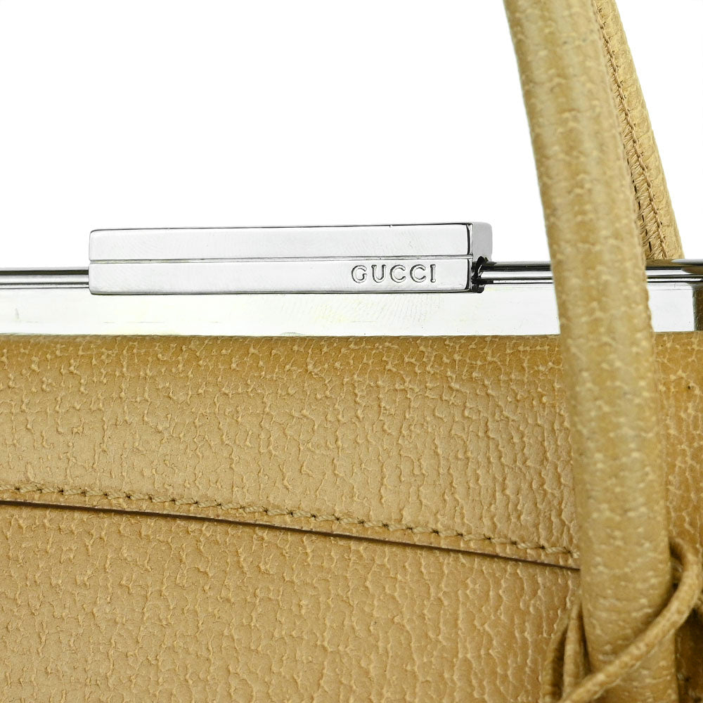 Gucci Vintage Beige Leather Slide Frame Shoulder Bag