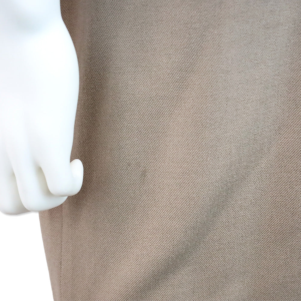 Gucci 2010 Taupe Wool Blend Short Sleeve Gold V-Neck Dress