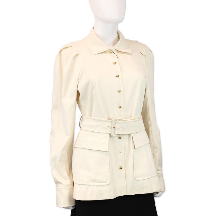 Gucci 2013 Cream Ribbed Trench Coat