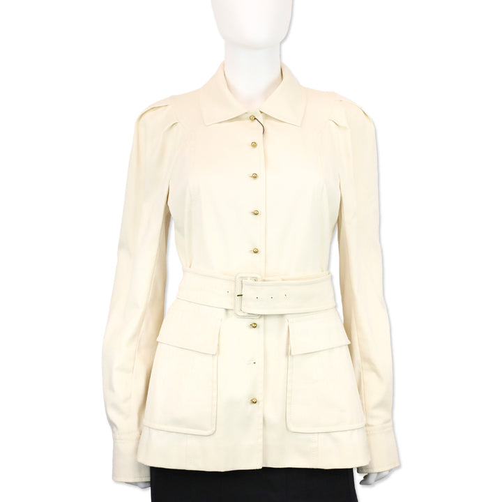 Gucci 2013 Cream Ribbed Trench Coat