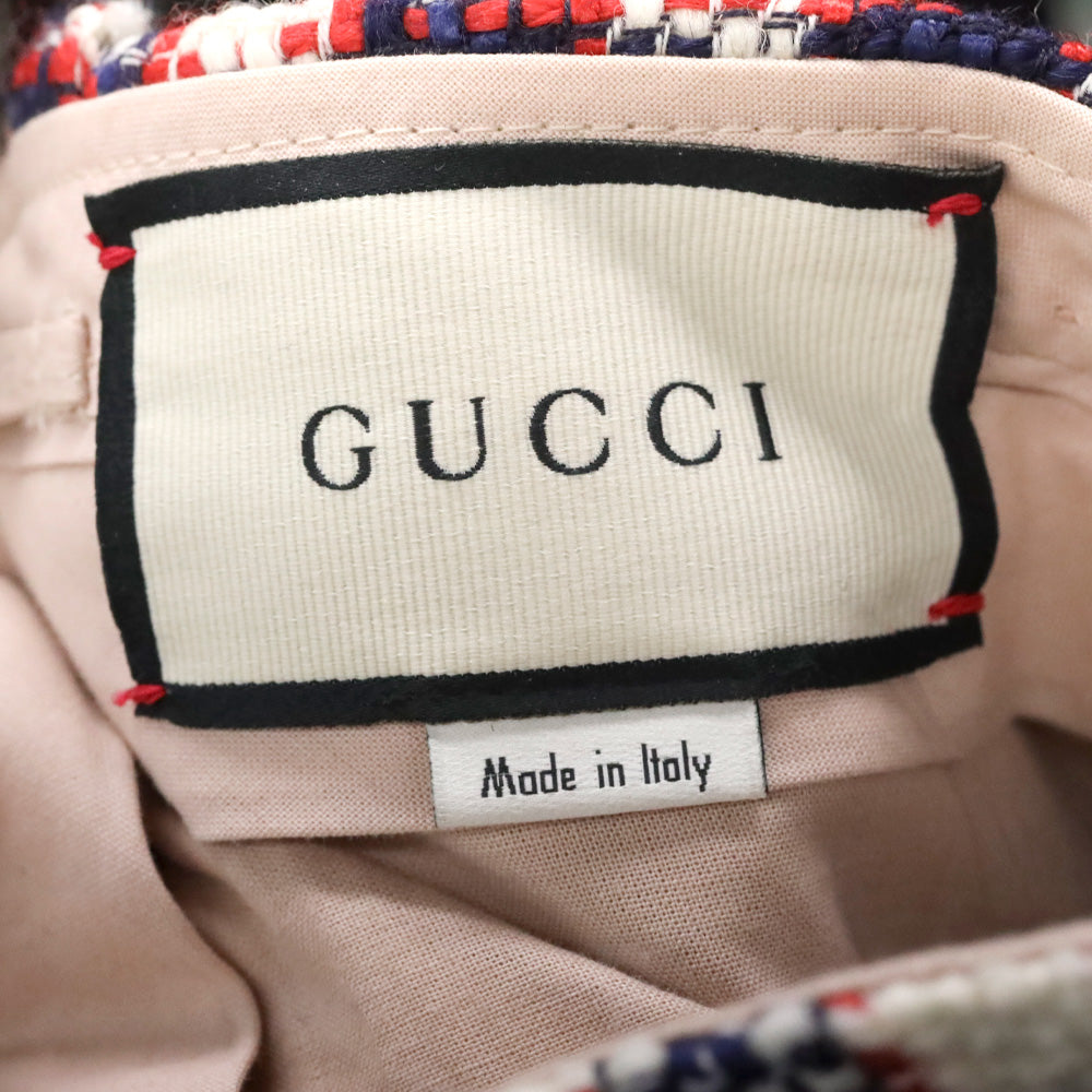 Gucci 2019 Blue/Red/White Plaid Wool High Rise Wide Leg Pants