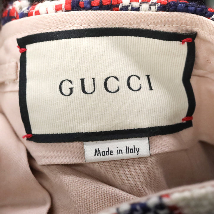 Gucci 2019 Blue/Red/White Plaid Wool High Rise Wide Leg Pants