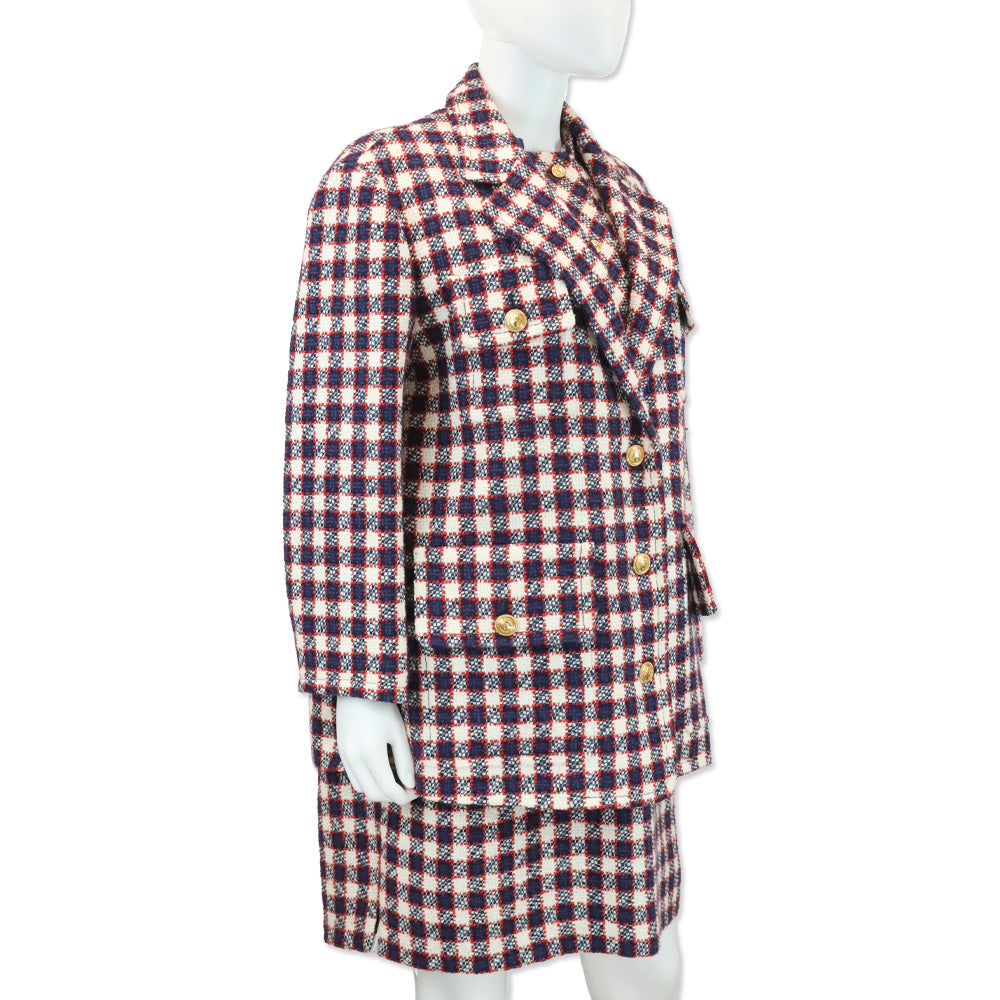 Gucci 2019 Sylvie Vichy Blue Checked Oversized Jacket