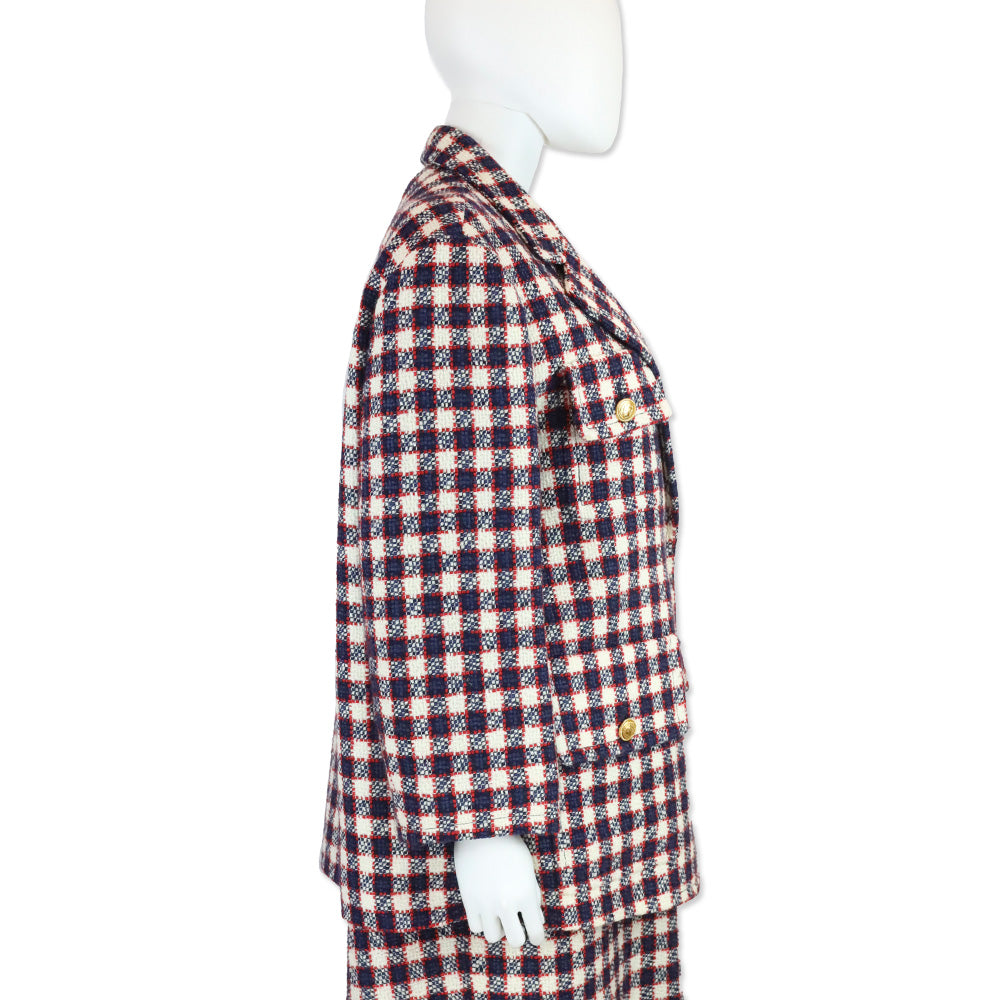 Gucci 2019 Sylvie Vichy Blue Checked Oversized Jacket