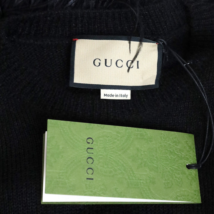 Gucci 2022 Black Feather Cuff Mohair Sweater