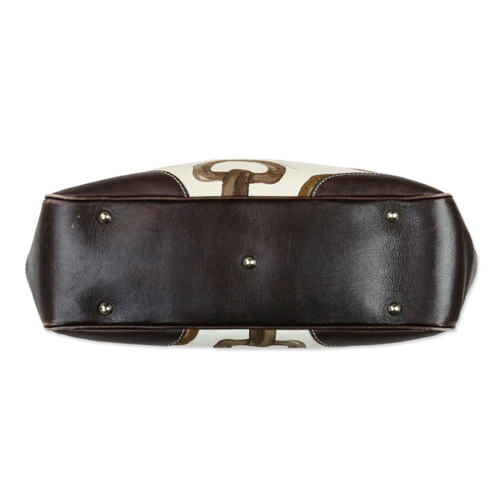 Gucci Bamboo Horsebit Canvas Tote