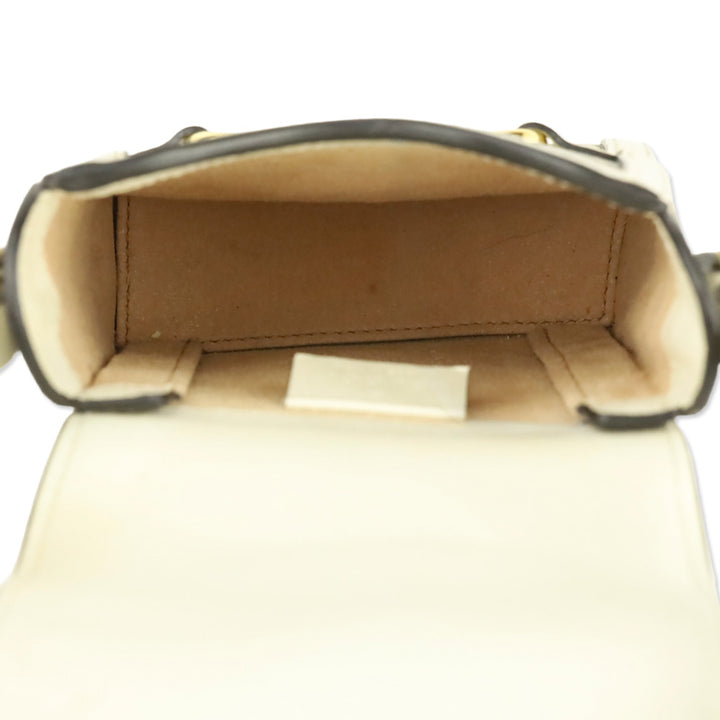 Gucci Beige Ebony GG Supreme Canvas White Leather Horsebit 1955 Mini Bag