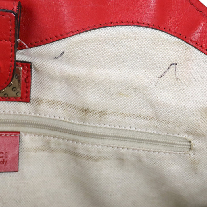 Gucci Beige GG Canvas Red Leather Medium Sukey Tote