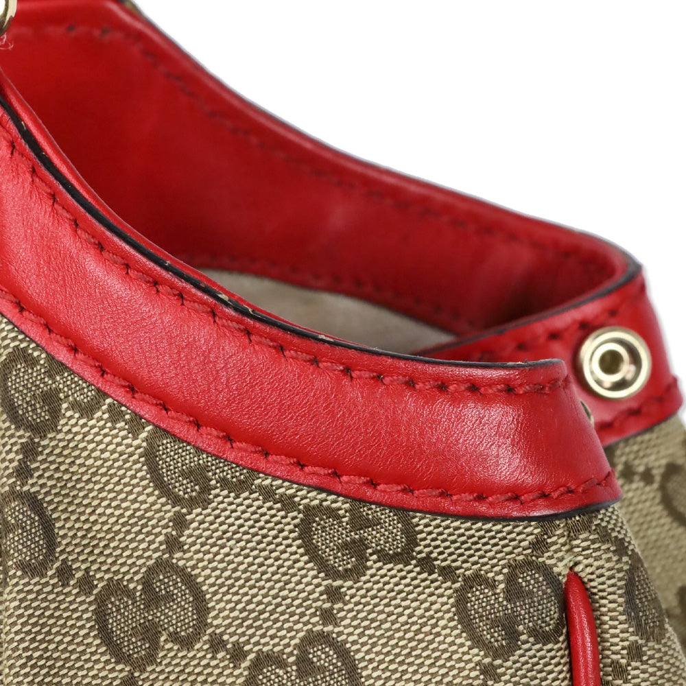 Gucci Beige GG Canvas Red Leather Medium Sukey Tote