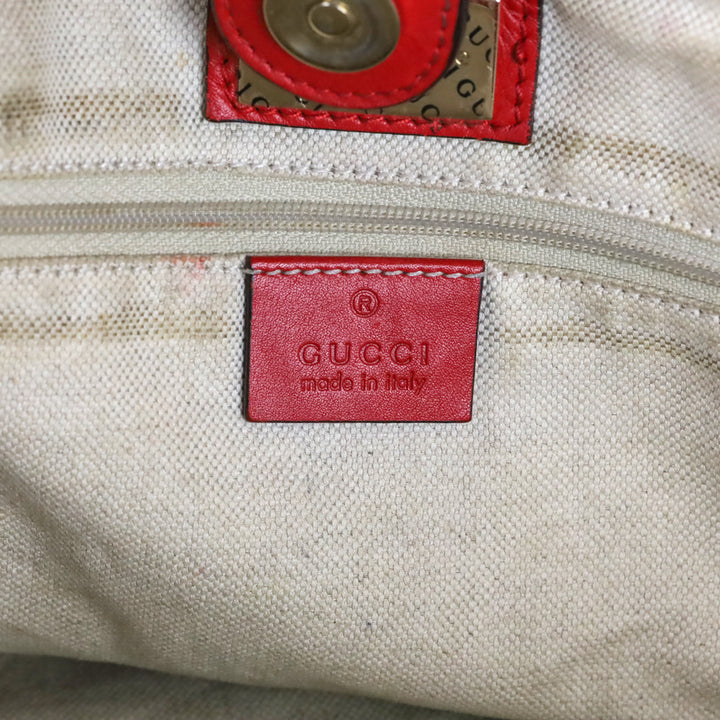 Gucci Beige GG Canvas Red Leather Medium Sukey Tote