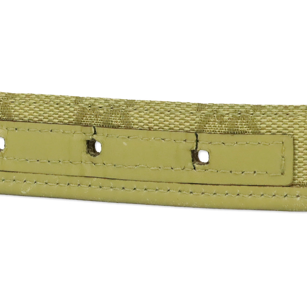 Gucci Beige GG Monogram Canvas Leather Trim Thin Belt