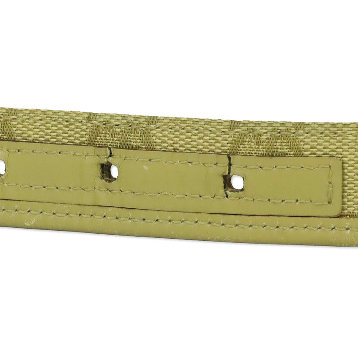 Gucci Beige GG Monogram Canvas Leather Trim Thin Belt