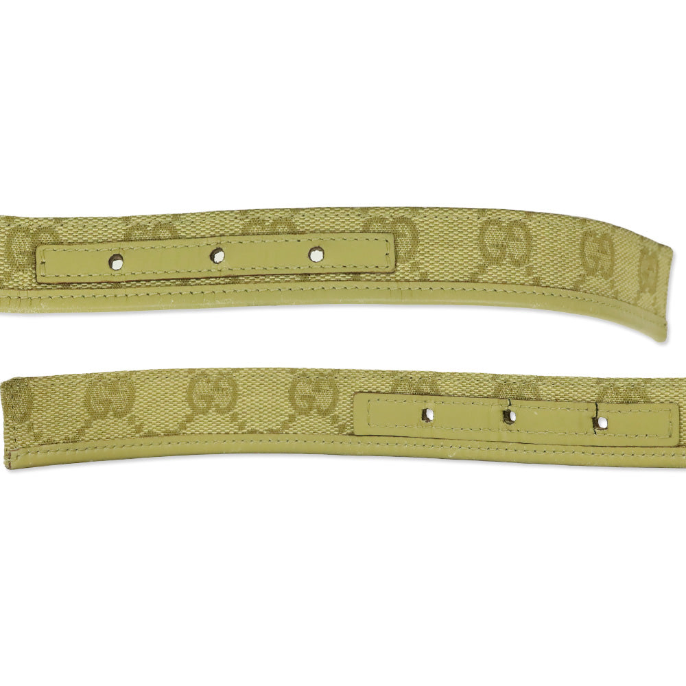 Gucci Beige GG Monogram Canvas Leather Trim Thin Belt