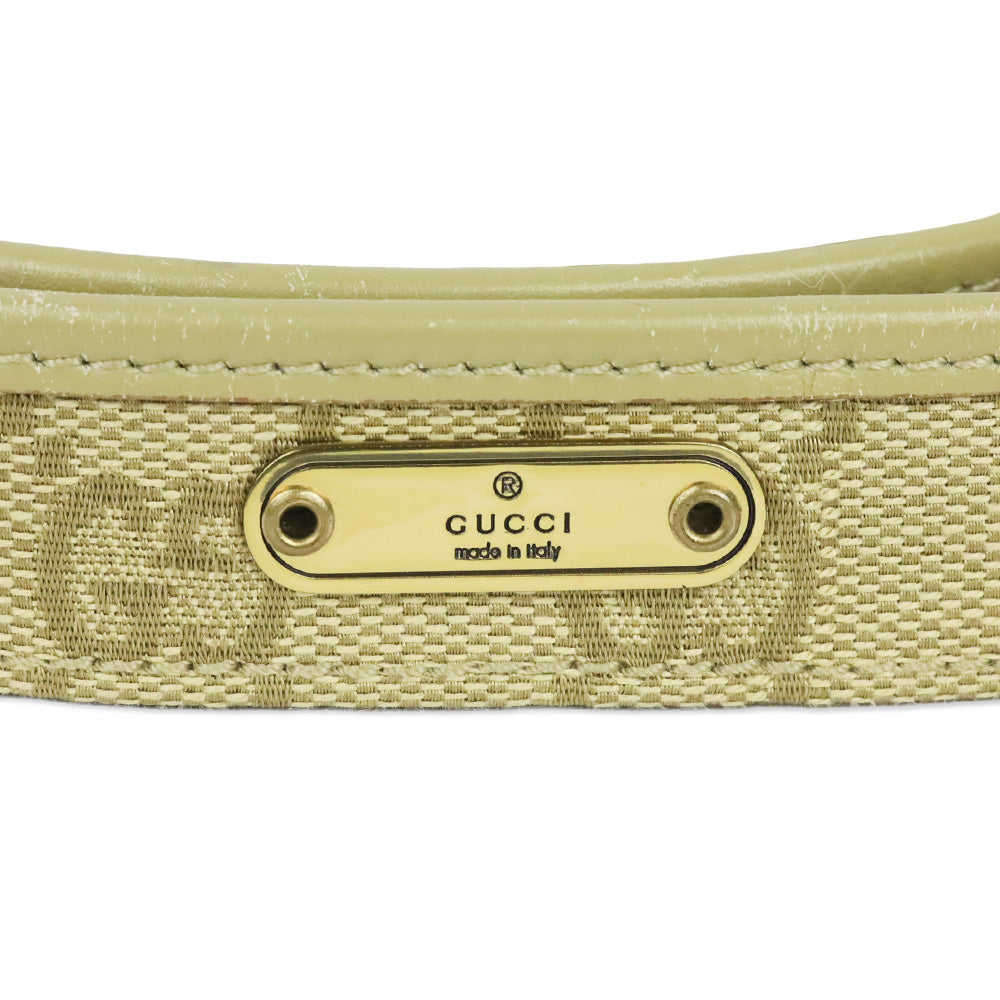 Gucci Beige GG Monogram Canvas Leather Trim Thin Belt