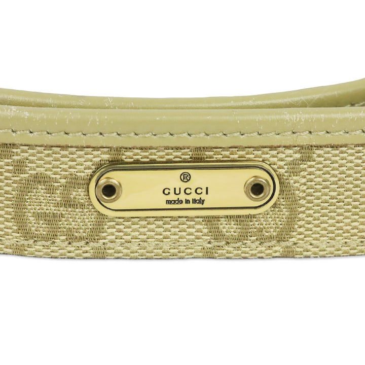Gucci Beige GG Monogram Canvas Leather Trim Thin Belt