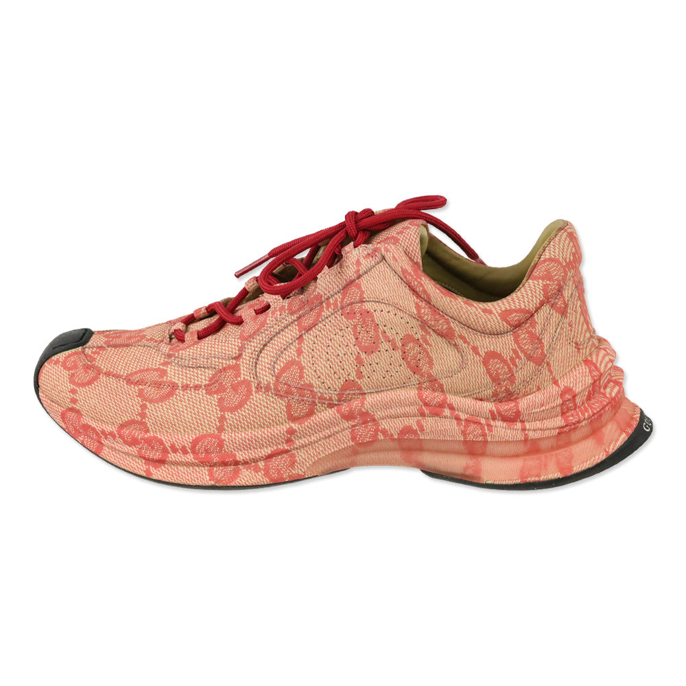 Gucci Beige Hibiscus Red Ultra Light Plume GG Cubic Run Sneaker