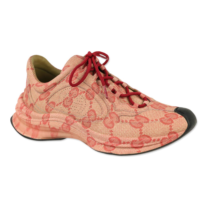 Gucci Beige Hibiscus Red Ultra Light Plume GG Cubic Run Sneaker