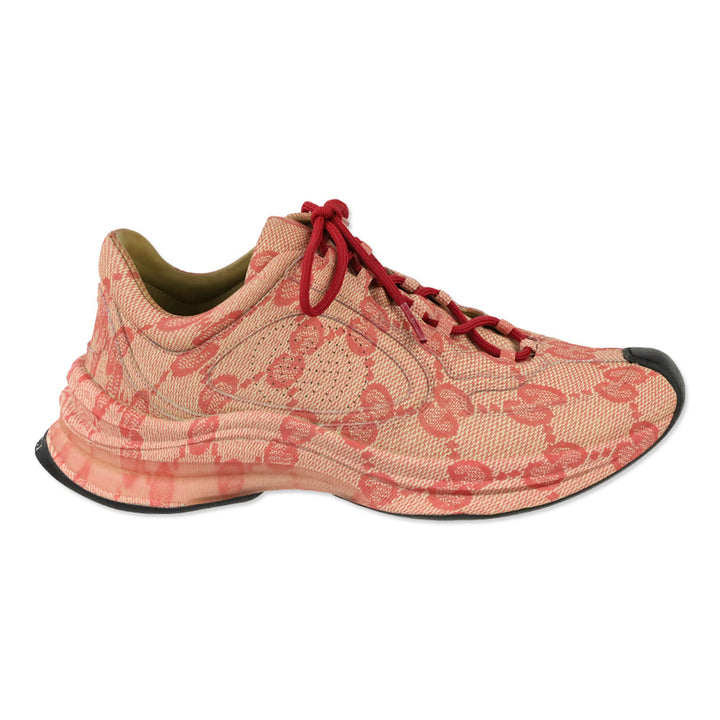 Gucci Beige Hibiscus Red Ultra Light Plume GG Cubic Run Sneaker
