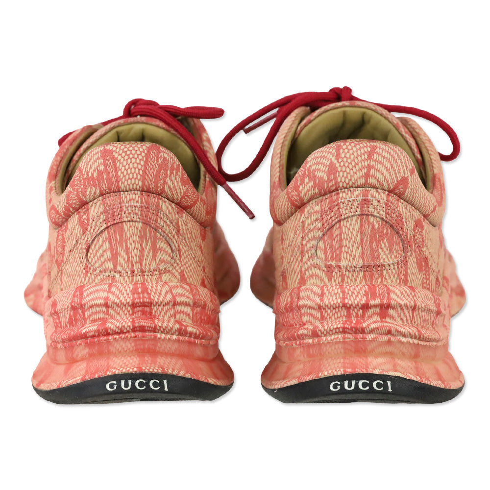 Gucci Beige Hibiscus Red Ultra Light Plume GG Cubic Run Sneaker