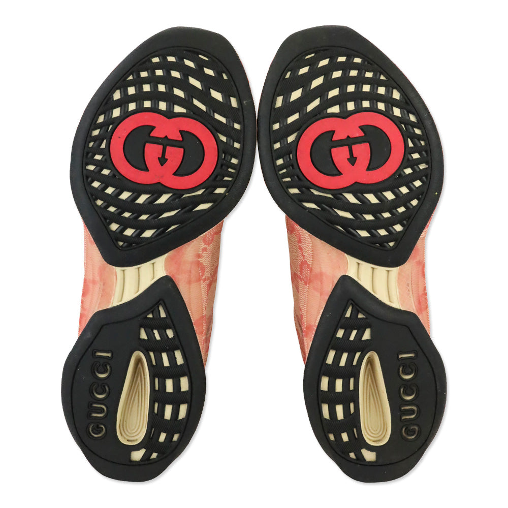 Gucci Beige Hibiscus Red Ultra Light Plume GG Cubic Run Sneaker