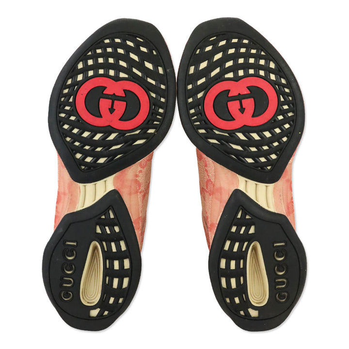 Gucci Beige Hibiscus Red Ultra Light Plume GG Cubic Run Sneaker