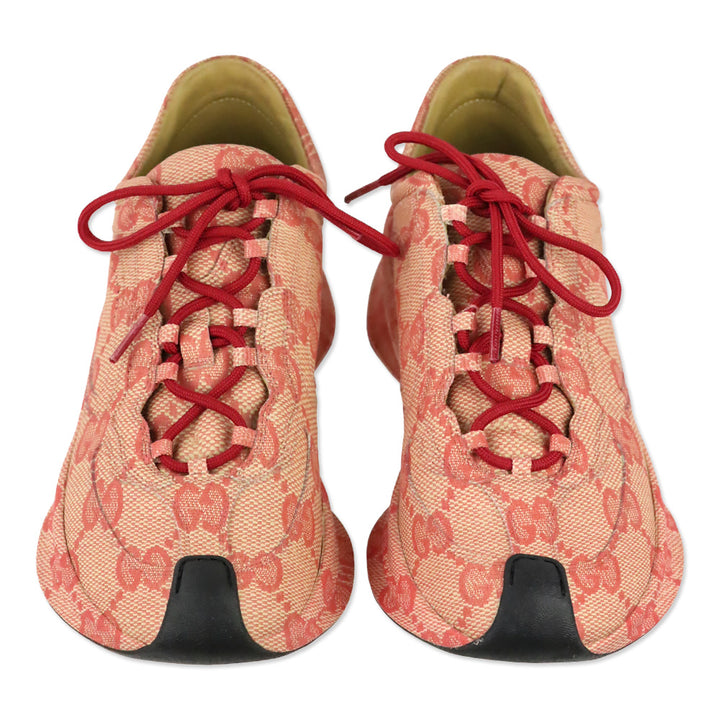 Gucci Beige Hibiscus Red Ultra Light Plume GG Cubic Run Sneaker