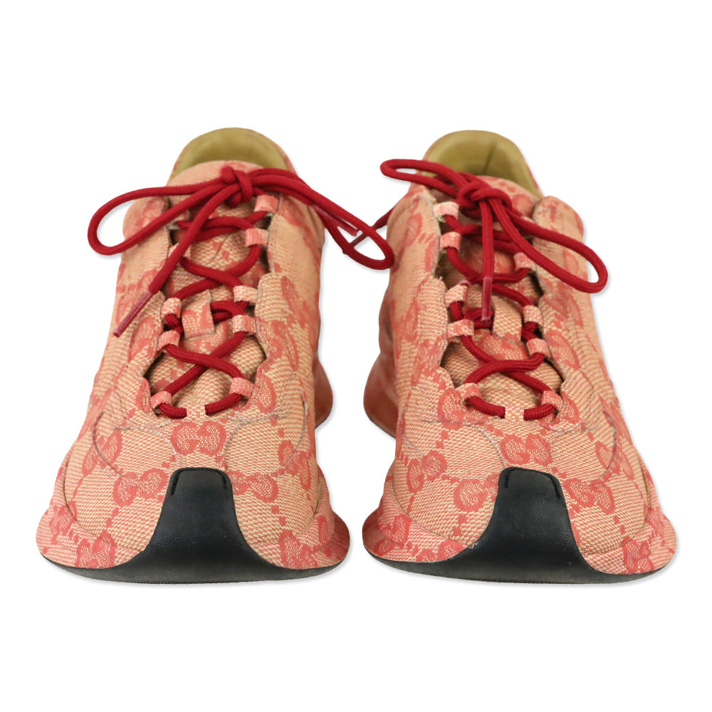 Gucci Beige Hibiscus Red Ultra Light Plume GG Cubic Run Sneaker