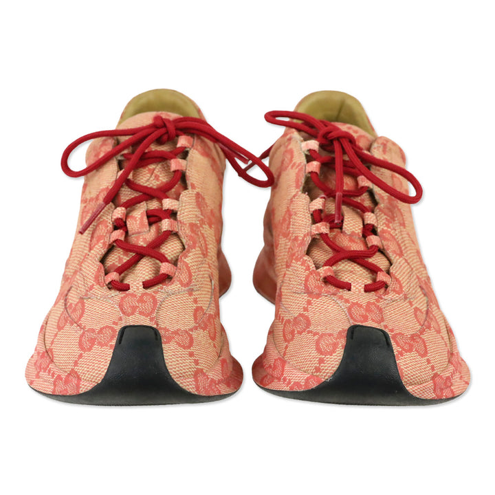 Gucci Beige Hibiscus Red Ultra Light Plume GG Cubic Run Sneaker