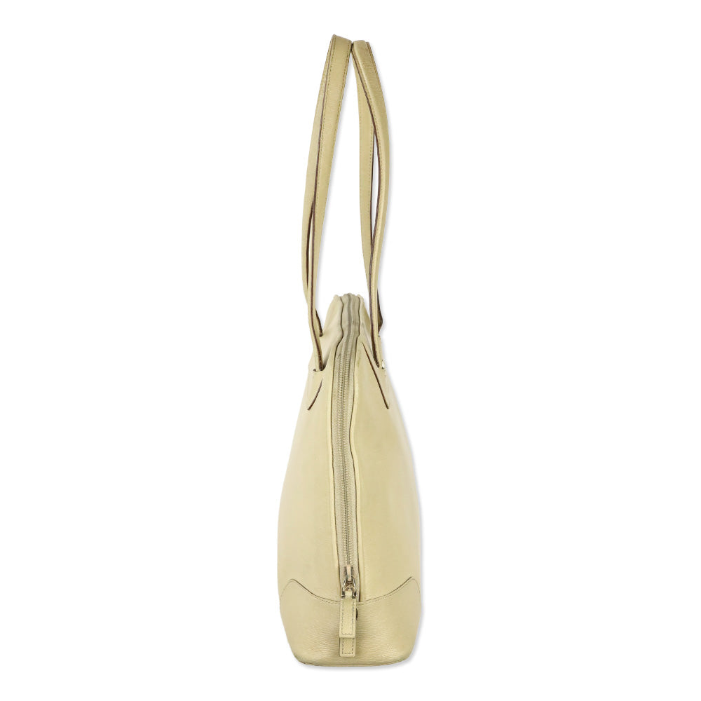 Gucci Beige Textured Leather Double Zip Tote Bag