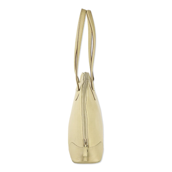 Gucci Beige Textured Leather Double Zip Tote Bag