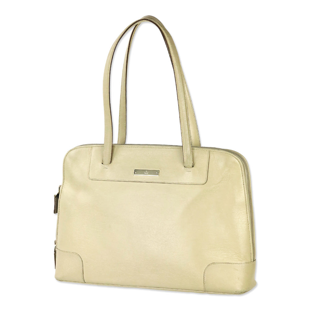 Gucci Beige Textured Leather Double Zip Tote Bag