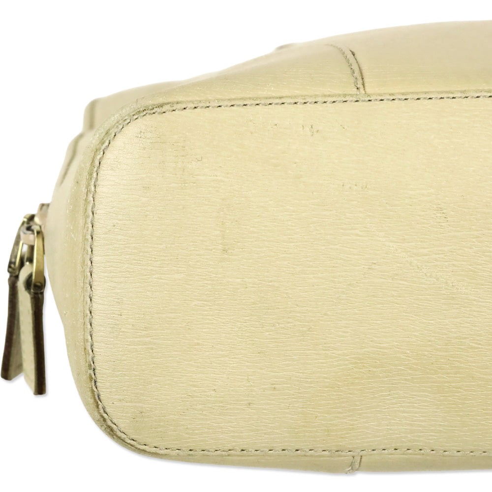 Gucci Beige Textured Leather Double Zip Tote Bag