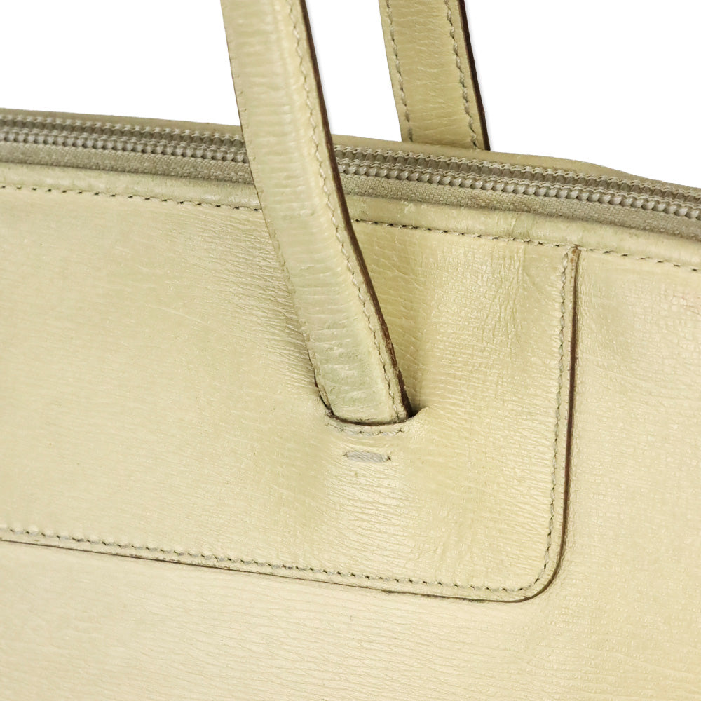 Gucci Beige Textured Leather Double Zip Tote Bag