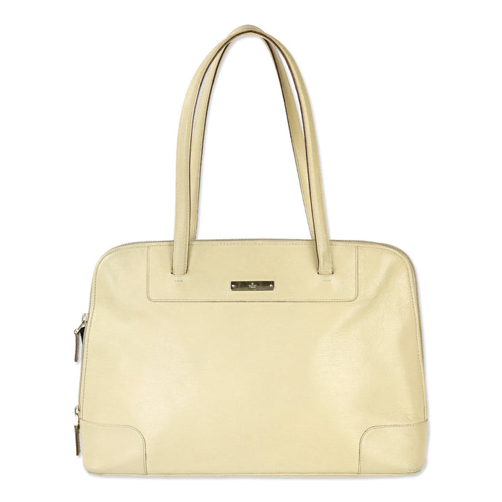 Gucci Beige Textured Leather Double Zip Tote Bag