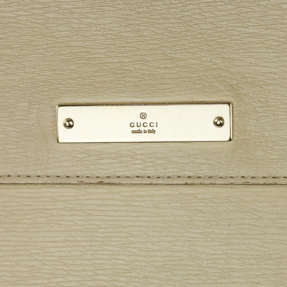 Gucci Beige Textured Leather Double Zip Tote Bag