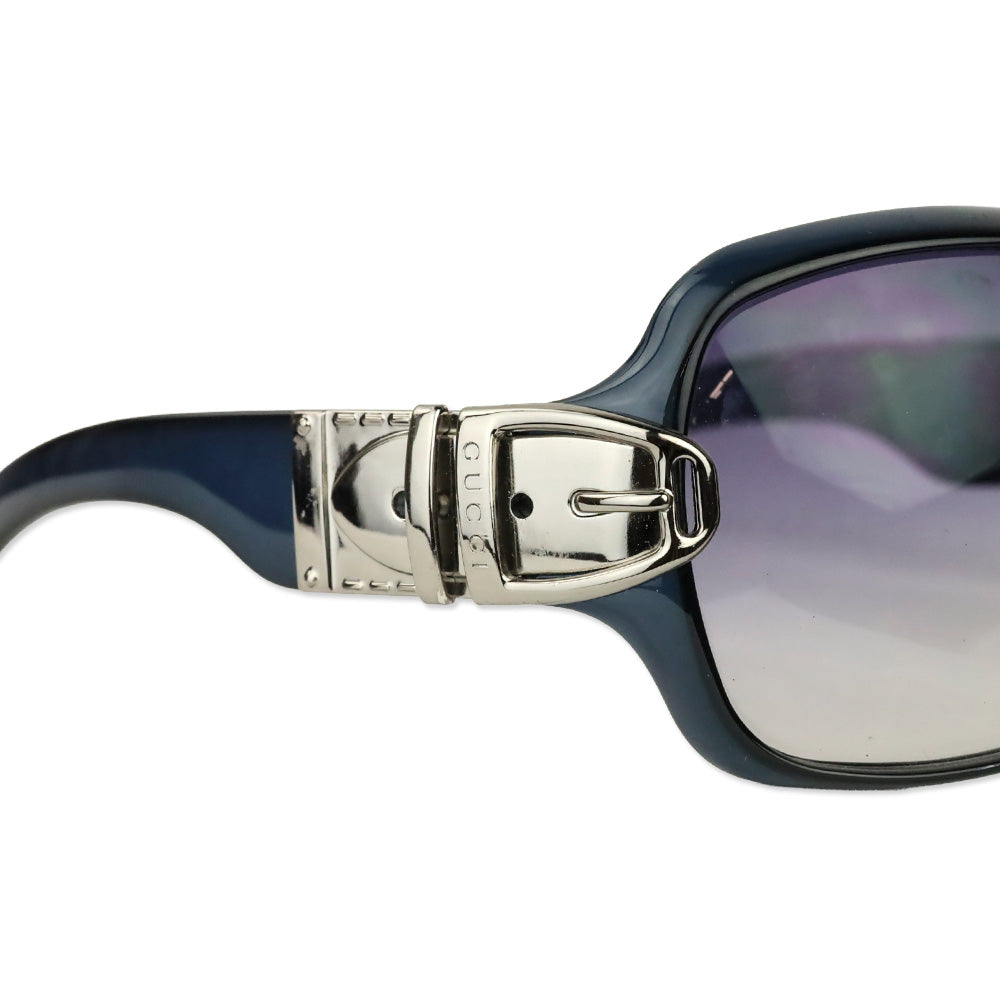 Gucci Black Acetate Silver Buckle Oversized Butterfly Sunglasses