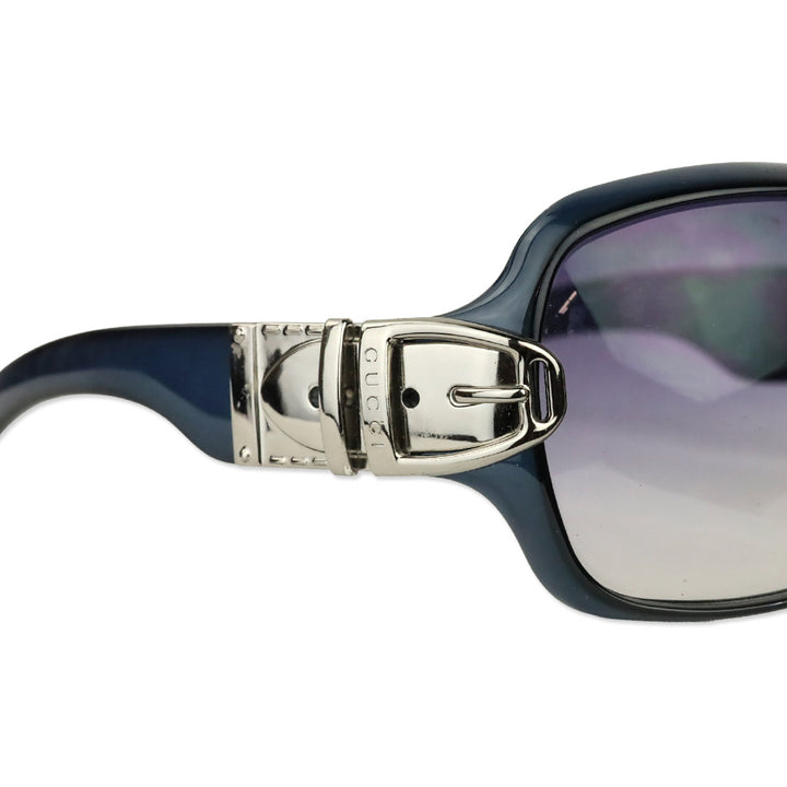 Gucci Black Acetate Silver Buckle Oversized Butterfly Sunglasses