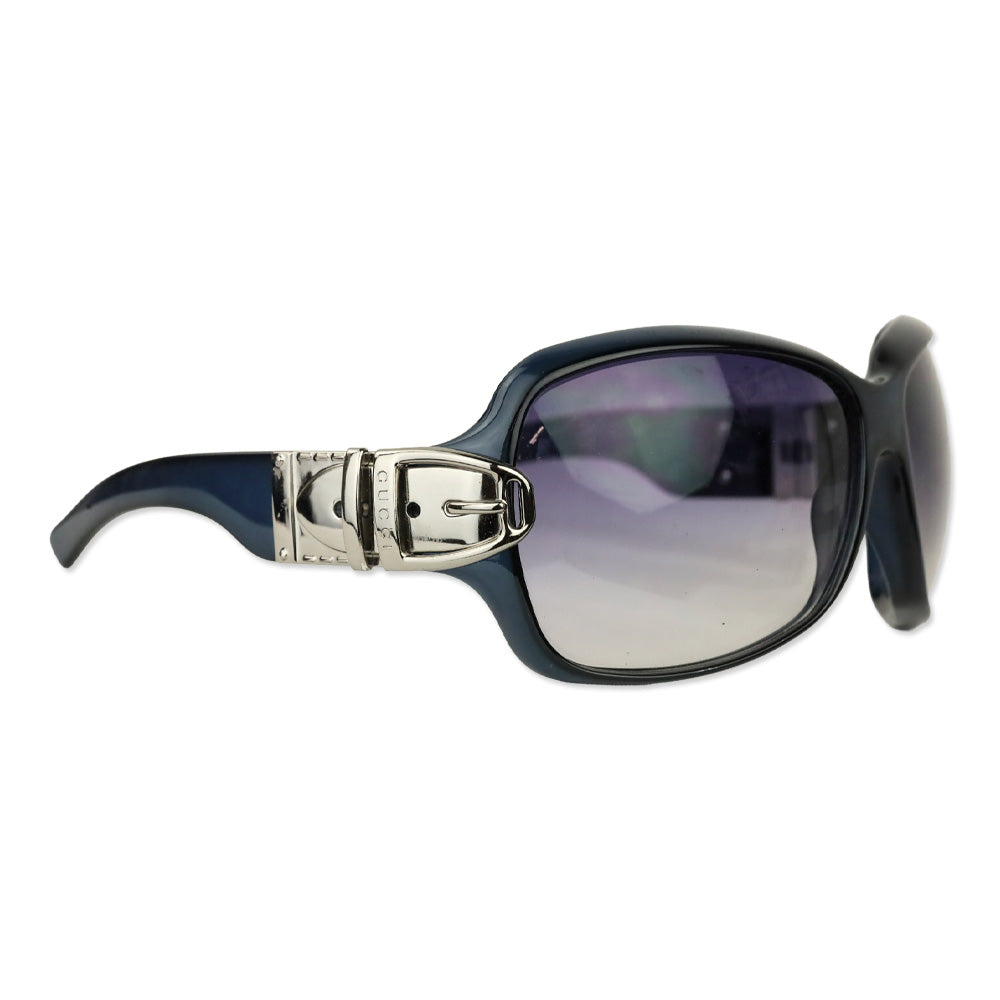 Gucci Black Acetate Silver Buckle Oversized Butterfly Sunglasses