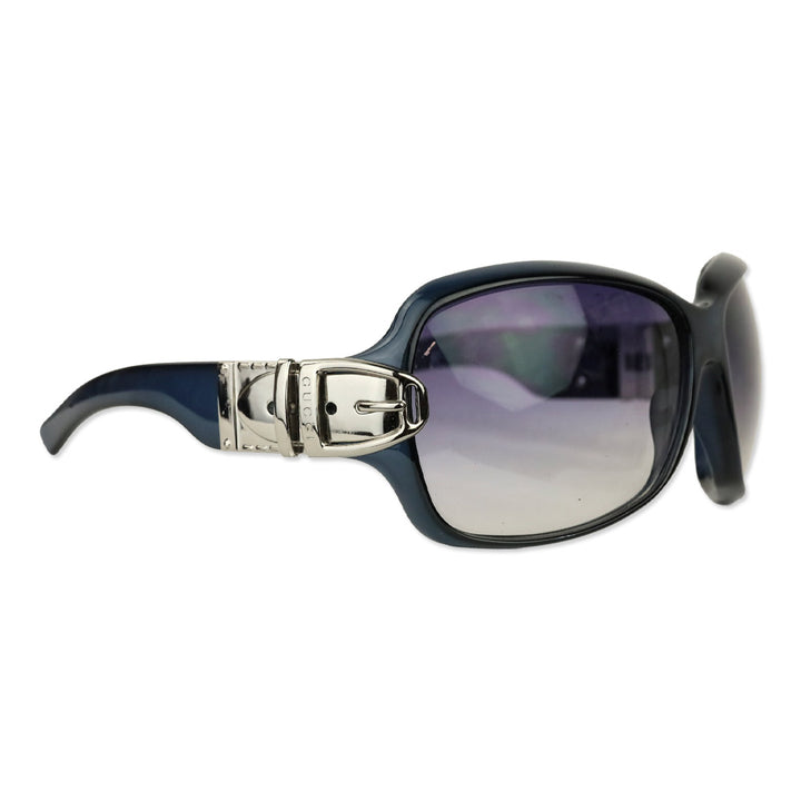 Gucci Black Acetate Silver Buckle Oversized Butterfly Sunglasses