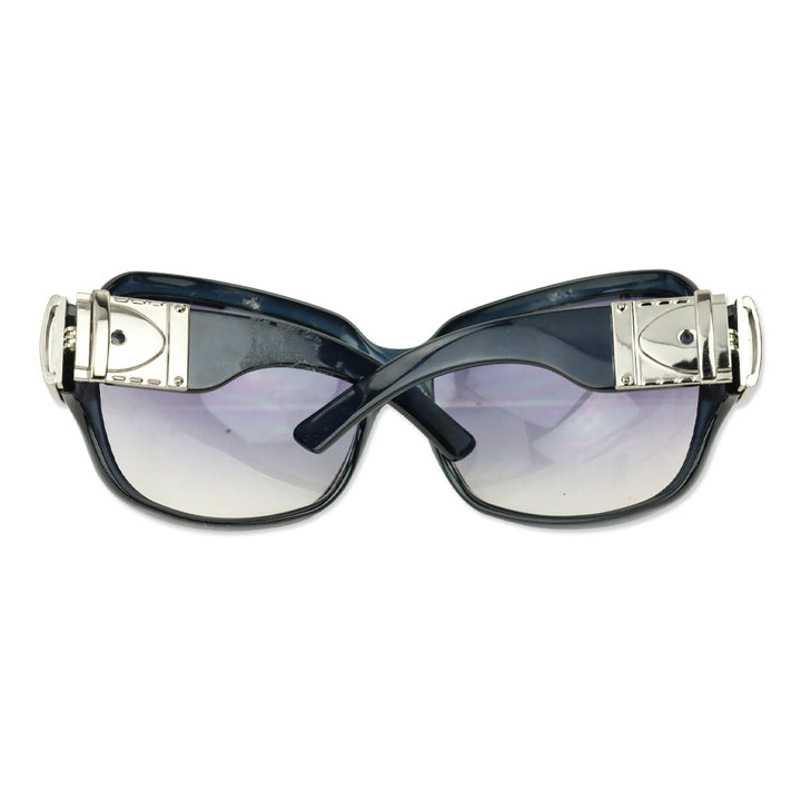 Gucci Black Acetate Silver Buckle Oversized Butterfly Sunglasses