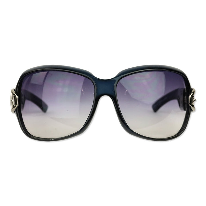 Gucci Black Acetate Silver Buckle Oversized Butterfly Sunglasses