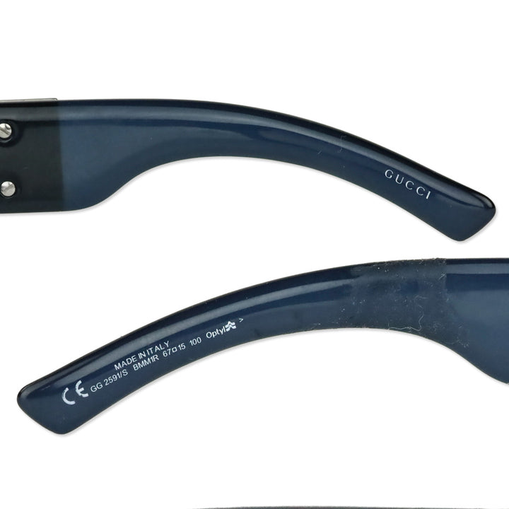 Gucci Black Acetate Silver Buckle Oversized Butterfly Sunglasses