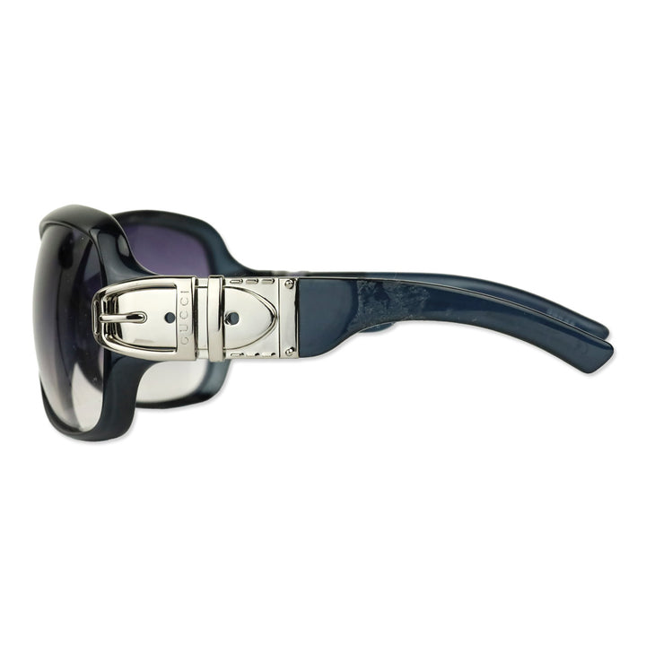 Gucci Black Acetate Silver Buckle Oversized Butterfly Sunglasses
