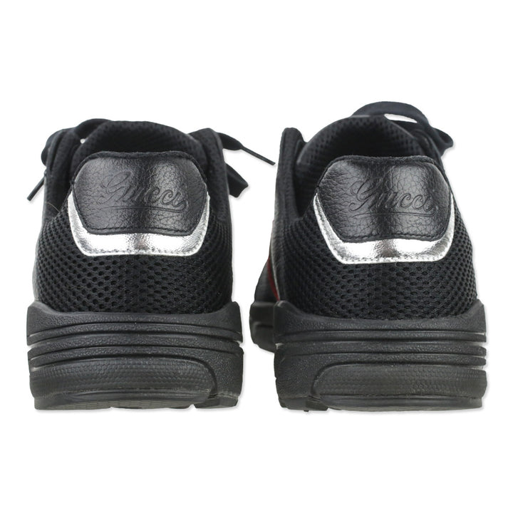 Gucci Black Air Mesh Leather Web Stripe Sneakers