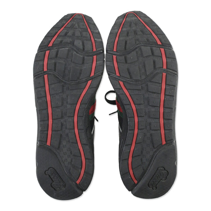 Gucci Black Air Mesh Leather Web Stripe Sneakers