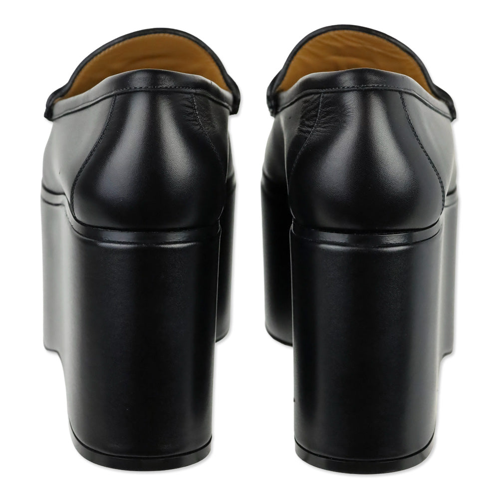 Gucci Black Ancora Calfskin Horsebit Platforms Loafers