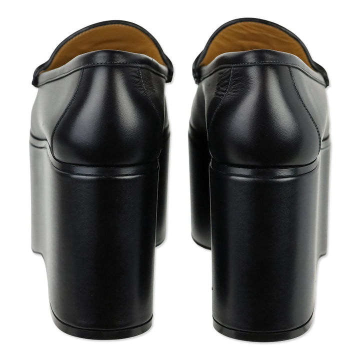 Gucci Black Ancora Calfskin Horsebit Platforms Loafers
