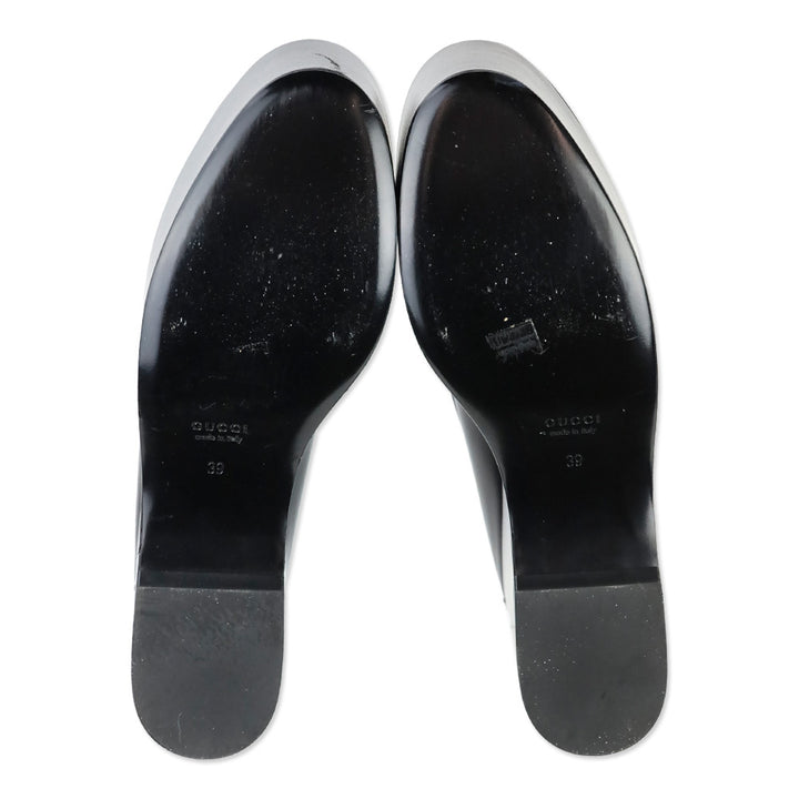 Gucci Black Ancora Calfskin Horsebit Platforms Loafers
