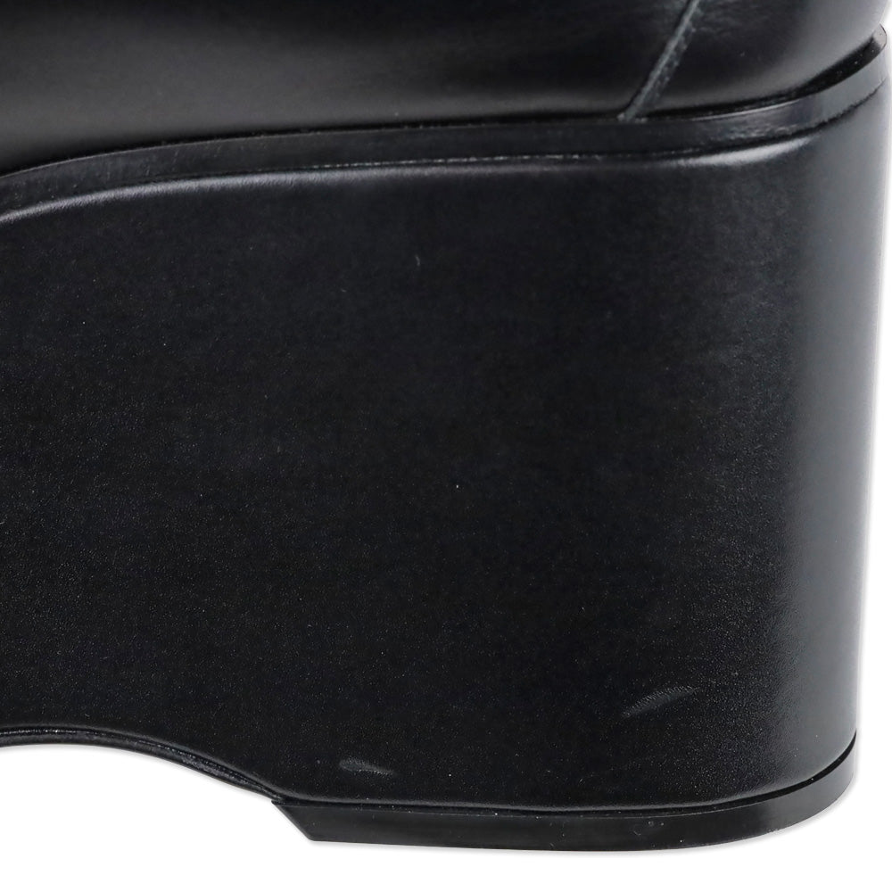 Gucci Black Ancora Calfskin Horsebit Platforms Loafers