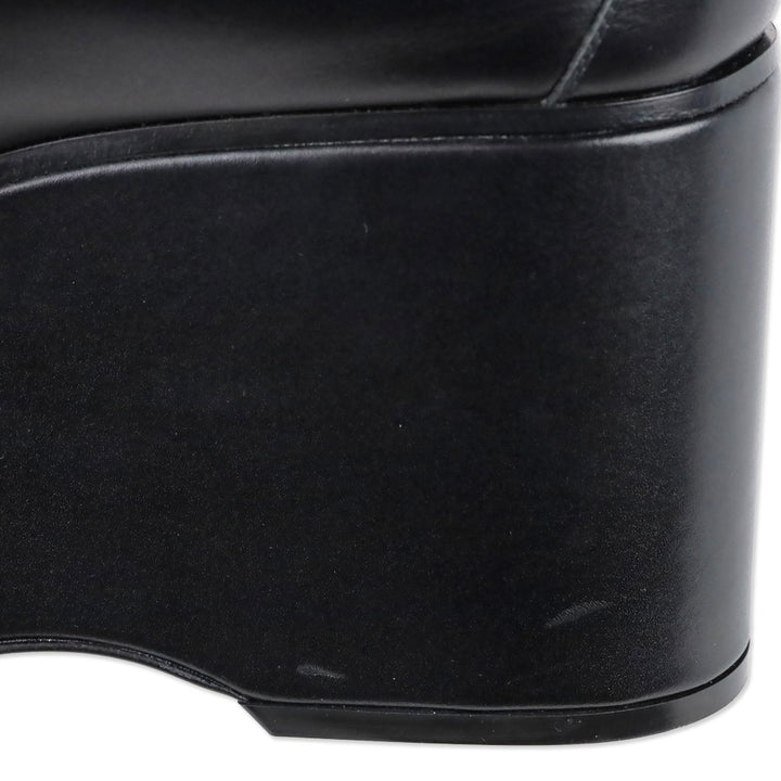 Gucci Black Ancora Calfskin Horsebit Platforms Loafers